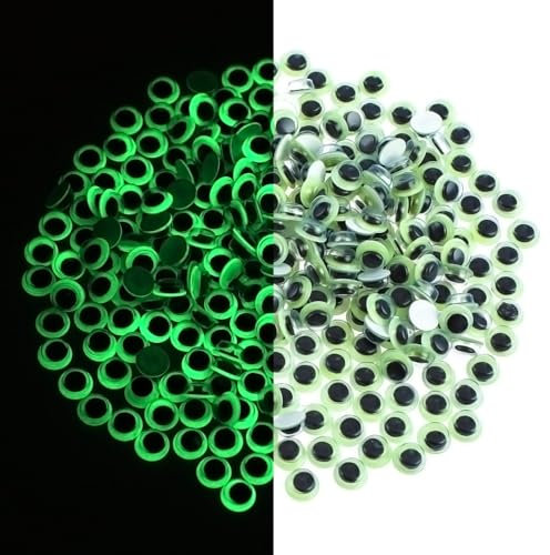 300 Pcs Wiggle Googly Eyes Glow in The Dark Stickers Googly Eyes Self Adhesive Craft Eyes for DIY Crafts Projects School Halloween Christmas Craft Supplies(8mm/0.31inch)