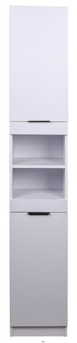 Shally Dogan Armario de Columna Alto para Ahorrar Espacio, 2 Puertas y 2 estantes, Mueble Estrecho Independiente, Mueble de Almacenamiento Multiusos, salón, baño, Cocina, estantería, Oficina (Blanco)