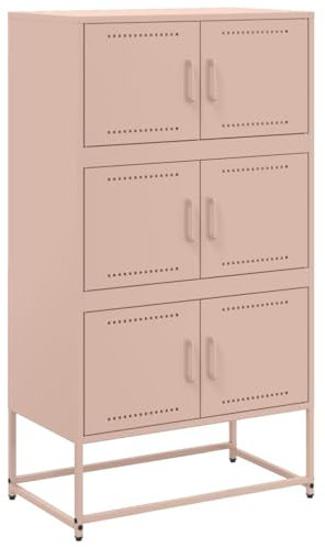 vidaXL Sideboard, Kommode mit Stauraum Tür, Beistellschrank für Wohnzimmer Schlafzimmer, Anrichte Highboard, Industrie-Stil, Rosa Stahl