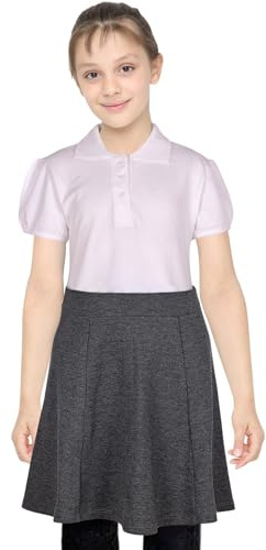 A2Z 4 Kids Girls Knee Length Skater School Skirt Elastic Waist | Lightweight Summer Uniform Skirt with Comfortable Elastic Waist Fit