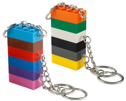 Thyonta 12 Pcs Building Block Keychain Versatile Vibrant Colors Key Ring Accessory for Organizing and Wearing Suitable for Car Daily Use Home Decoration Party Bag Fillings