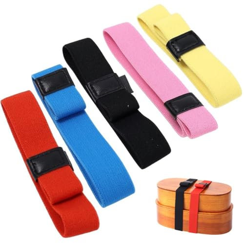Ymxygz 5pcs Adjustable Bento Box Elastic Belt, Elastic Bands Double Layer Bento Box Fixing Straps Lunch Container Sealing Straps