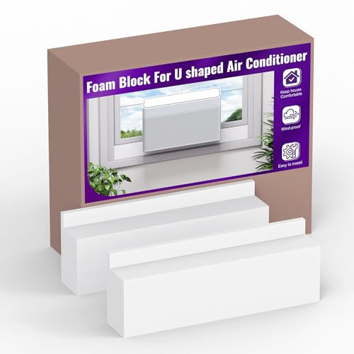 Mxclimate Foam Block For U Shaped Window Air Conditioner Compatible with Midea U-Shaped Window AC,Universal For 8000/10,000/12,000 BTU, Prevent Air Leakage,Summer/Winter Heat and Draft Insulating