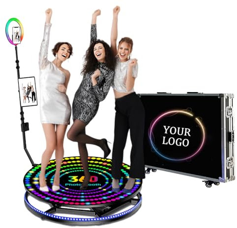360 Photo Booth Machine for Parties, Auto Spin Video Booth with Flight Case, 360 Booth with Remote Control for 3-4 People,RGB Ring Light, Custom Logo, 360 Camera Booth for Events (80cm/31.5 inch)