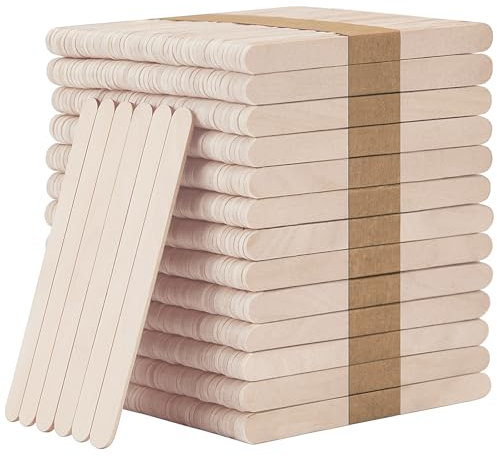 WISYOK Eisstiele Holz 1000pcs, Holzspatel zum Basteln, Holzstäbchen Eis, Eisstäbchen Holz, Holzstiele, Einweg Popsicle Sticks für DIY Handwerk - 114 x 9 x 2 mm