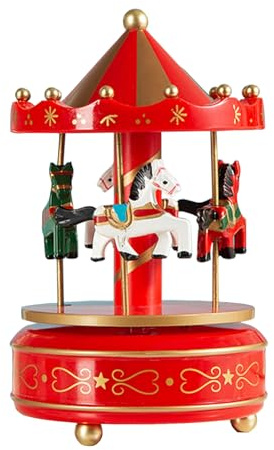 Fayemint Rot Karussell Spieluhr, Dekoration Karussell Spieluhr, Kreative Karussell Spieluhr, mit Tänzerin, für Dekoration von Büro, Geburtstag, Feiertagsgeschenk