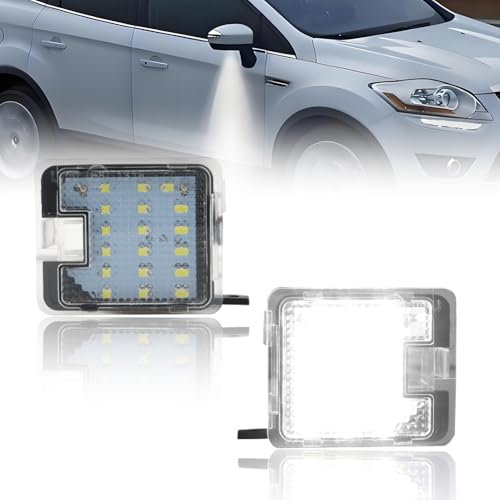 GSOWO LED Umfeldbeleuchtung Spiegel, LED Seitenspiegel Pfützenlicht mit Canbus Fehlerfrei für Fo-rd Mondeo MK4 MK5 Focus Mk3 C-Max MK2 S-Max WA6 MK2 Escape Galaxy WA6 Kuga MK1 Kuga MK2, 2 Stück
