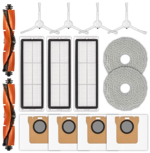 (14 Piezas) X20+ Repuestos Compatibles con Las Aspiradoras Robot Xiaomi X20 Plus/ 1S/ S20 plus/ S20+/ X10+/ X20 pro. Incluye un Cepillo Giratorio, 4 Cepillos Laterales, 4 Bolsas, 3 Filtros, 2 Mopas