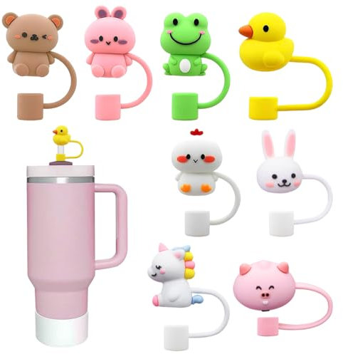 8 Stück Strohhalm Abdeckungen Silikon, 10 mm Strohhalme Abdeckung Accessories, Strohhalms Deckel, Wiederverwendbare Strohhalm Abdeckung, Strohhalme Zubehör, Staubdichte Strohdeckel für Cup Accessories