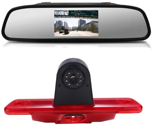 1280*720 Brake Bremsleuchte Auto Kamera Third roof Bremslicht Rückfahrkamera Fit for Toyota Proace Fiat Scudo Citroen Jumpy Peugeot Expert Tepee Wasserdicht+4.3Reverse mirror OEM:1400002380 6351Z9