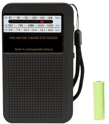 Nybhyjka Radio Portátil,Pequeña Radio a Pilas Portátil - Alerta Meteorológica Portátil y Accesorios de Supervivencia para Senderismo, Escalada y Excursionismo