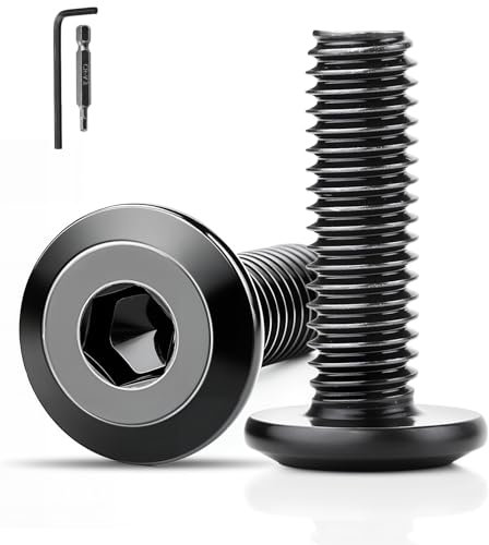 XRXYMQ 25 Pièces Vis M5 Tete Plate Noire Boulon M5x35 mm Vis Inox A2 V2A Hexagonales Boulon Noir Convient aux Machines et Manuelles avc Clés Allen et Drill Bit
