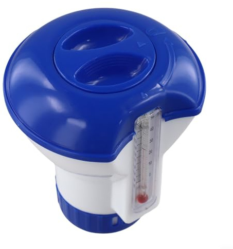 Honseadek Dispenser galleggiante per pastiglie di cloro per piscine e spa con termometro integrato, alimentatore compatibile con interrato e fuori terra