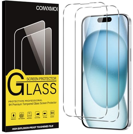 Coiwxmoi Lot de 2 Verre Trempé pour iPhone 15 Plus, Film Protection Écran, 9H Dureté Anti-Rayures Sans Bulles Facile à Installer 0,33mm HD Ultra Transparent Protecteur Vitre