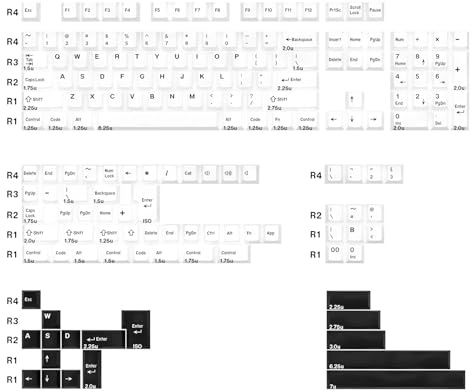 Kompatibel for KBDiy GMK Bow White Black Cherry PBT | Retro-Schwarz-auf-Weiß-Doppelschuss-Set. Inklusive 7U-Leertaste.(GMK BOW)