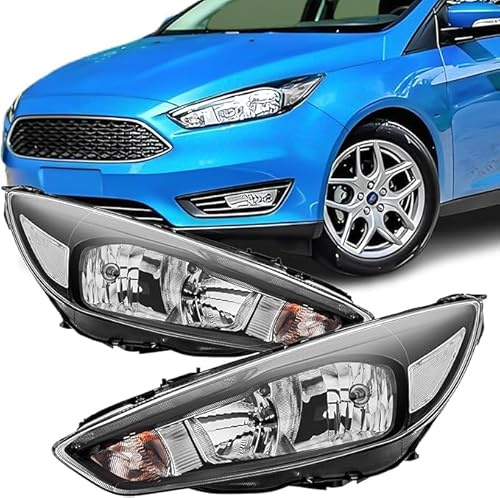 REINKO 2x Scheinwerfer links + rechts LED DRL für Ford Focus III MK3 Facelift Schwarz Hauptscheinwerfer
