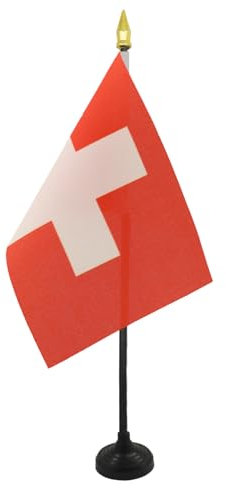 AZ FLAG - Tischflagge Schweiz - 15x10 cm Goldene Splitze - Helvetische Tischfahne 10 x 15 Cm - Flaggen