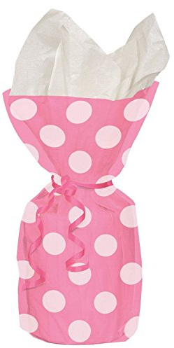 Shatchi 20 Pink Polka Dot Cello Cellophane Bags with Ties Christmas Birthday Mothers Day Hen Party Favour Gift Sweet Decorations