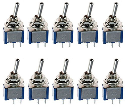 Mintice 10 Pièces Miniature Interrupteurs à Bascule Tableau de Bord SPST Interrupteur A Bascule Etanche Interrupteurs a Levier ON/OFF 2 Broches Bleu