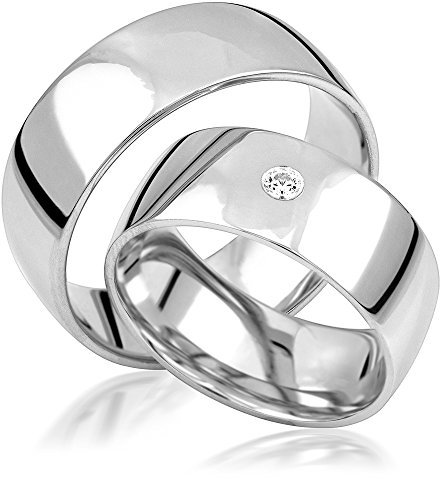 2x Palladium Eheringe Partnerringe Trauringe Verlobungsringe inkl. Gravur und Steine PDJC04-950