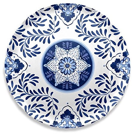 Emporio Zani Touch Mel Santorini Piatto Rotondo Portata 100% melamina Colore Bianco/Blu