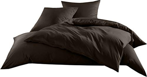 Mako-Satin Baumwollsatin Bettwäsche Uni einfarbig zum Kombinieren (Bettbezug 155 cm x 220 cm, Espresso Braun) viele Farben & Größen