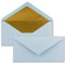 50 Brief-Umschläge DIN Lang - Hell-Blau mit Gold-Metallic Innen-Futter - 110 x 220 mm - Nassklebung - festliche Kuverts für Taufe & Geburt