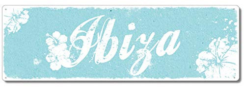 Interluxe Metallschild - Ibiza - dekoratives Schild, Türschild, Blechschild als Geschenk für Urlaub, Auswandern