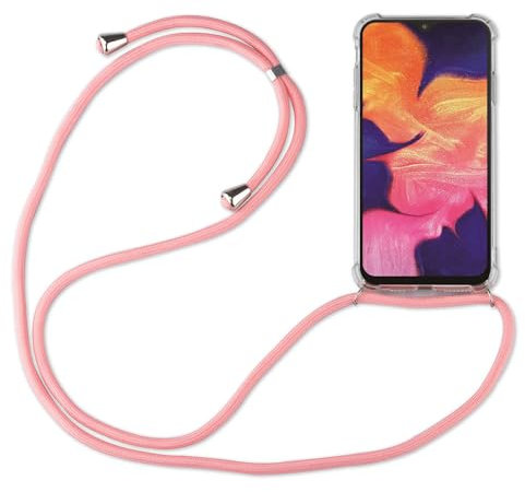 Hülle Kompatibel mit Samsung Galaxy A7 (2018) | Handykette Smartphone Halskette Hülle mit Band | Handyhülle mit Kordel zum Umhängen Kompatibel für Galaxy A7 (2018) | Rosa