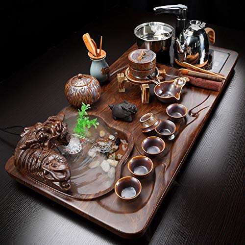 KUANDARMX Kung Fu Tea Set casa teiera in Ceramica Tazza da tè Forno Magnetico Elettrico Tavolo da tè Cerimonia del tè Set da tè Set Regalo, Adatto per Regali di Festa, a