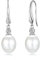 Philip Jones Sterling Silver White Pearl Drop Earrings Created with Zircondia® Crystals