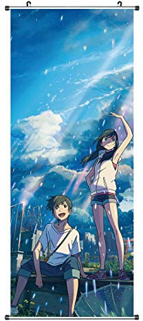 CoolChange Großes Weathering With You Kakemono | Stoff Rollbild | Poster 100x40cm | Motiv: Hodaka & Hina
