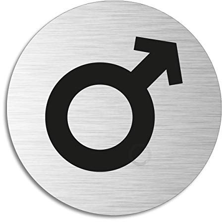 Schild Symbol Mann Türschild aus Aluminium Edelstahloptik selbstklebend Ø 75 mm