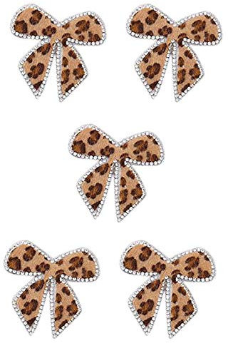 6 parches adhesivos para ropa, diseño de leopardo con diamantes de imitación