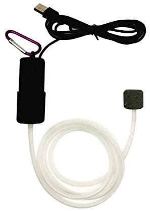 QeeHeng Mini Pompe à air USB pour Aquarium, Pompe à oxygène pour Aquarium Ultra-silencieuse, Petit générateur d'oxygène pour Aquarium, avec Pierre à air et Tube en Silicone, Noir