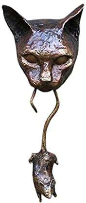 LLDDSS Türklopfer Neuheit Katze mit Maustür Klopfer Skulptur MOWSEERRET Dekoration Ornament Wohnkultur Garten Dekor feindliche Schädlingsabweisungen