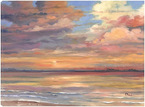 Fine Art Canvas Shell Island Sunset Canvas Wall Decor by Artist Paul Brent for Living Room, Bedroom, Bathroom, Kitchen, Office, Bar, Dining & Guest Room - Ready to Hang - 56 in x 42 in