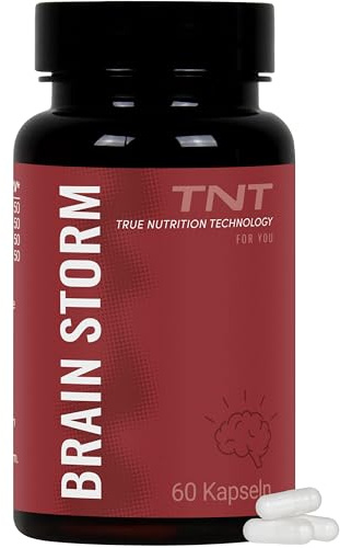 TNT Brain Storm - 60 Kapseln - Energy Booster für Fokus - Made in Germany | Koffein, Theanin, Vitamine, Mineralien - 100mg Koffein pro Kapsel - 100% Vegan - Für Büro, Arbeit, Uni, Training, Gaming