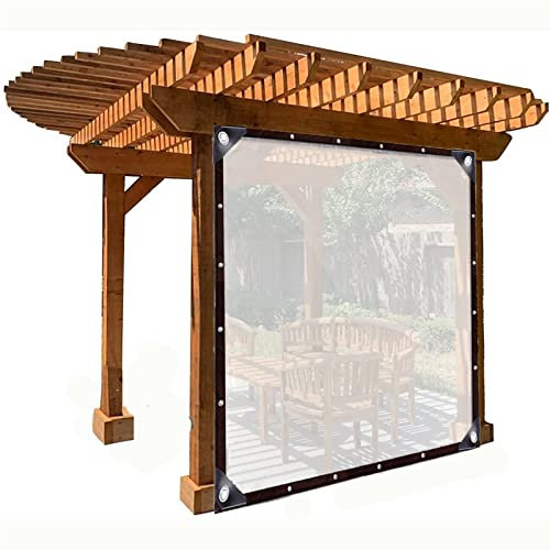 AMDHJ Cortinas de Exterior toldo Lateral Impermeable, PE Transparente de 0,12 mm de Grosor, Cubierta Lateral de pérgola, Cortinas Impermeables al Aire Libre, 60 tamaños