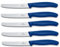 Victorinox | Tafelmesser Swiss Classic | 5 Stück | Blau | extra scharfer Wellenschliff | Swiss Made | ideal auch als Brötchenmesser oder Tomatenmesser