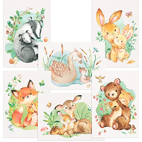 CreativeRobin Mutter & Baby Waldtier Poster Babyzimmer Deko