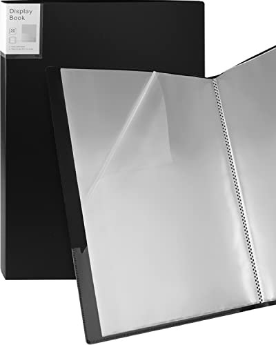 Portfolio-Ordner für Kunstwerke, Kunst, Portfolio-Binder, 2 Packungen, 27,9 x 43,2 cm, Demobuch, schwarz, Portfolio-Mappe mit Schutzfolie, Ordner mit Kunststoffhülle, 30 Taschen, 60 Seiten Kapazität