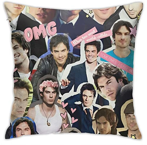 Ian-Somerhalder Überwurf-Kissenbezug, quadratischer Kissenbezug, Kissenbezug für Sofa, Couch, Schlafzimmer, Wohnzimmer, Büro, Zuhause, Auto, Dekoration, 45,7 x 45,7 cm