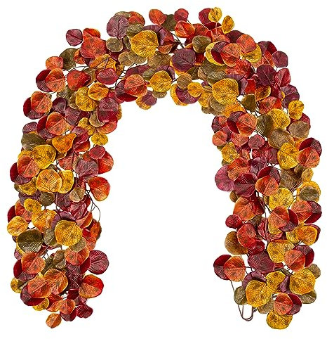 Briful 2 PCS Kunstpflanz Künstliche Eukalyptus Herbstgirlande Eukalyptusblatt Hängend Girlande Deko für Hochzeit Garten Herbst Dekoration,182CM