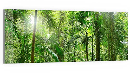 DEQORI Glasbild Echtglas | Motiv Mitten im Dschungel | horizontal einteilig 150x60 cm | schöne Dekoration | Wandbild für Wohnzimmer, Schlafzimmer, Flur & Küche | moderne Wanddeko