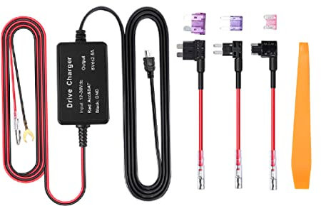 Dashcam Hardwiring Kit, Dash Cam Hardwire Kit MINI USB Adapter High Security 12V‑30V to 5V Widely for Mirror Cam GPS Navigator Radar Detector