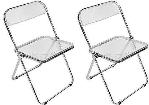 Esszimmerstühle 2er Set, Klappstuhl Stapelbarer, Acryl-Klappstühle, Küchenstuhl Mit Metallgestell, Esszimmer Dtühle Modern, Bequemer Esszimmerstuhl (Transparent - 2pcs)
