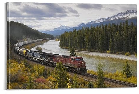 YIBIN Transport-Poster Zug Berg Eisenbahn Museum Poster Dekorative Malerei Leinwand Wandposter und Kunstdruck Moderne Familie Schlafzimmer Dekor Poster 60 x 90 cm