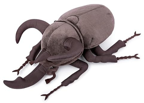 PuffPurrs Simulations-Atlas-Käfer Plüschtier - 10 Zoll realistischer Chalcosoma Atlas-Insektenkäfer, weiche Krustentiere, einzigartige Käfer-Spielzeugpuppen, Geschenke für Kinder