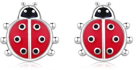 Marienkäfer Ohrringe für Mädchen 925 Sterling Silber Hypoallergen Käfer Ohrstecker Niedliche Marienkäfer-Schmuckgeschenke für Mädchen, Teenager und Töchter